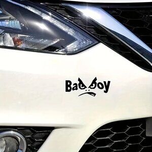 0920 1 "Bad Boy" Bold Black Vinyl Decal Sticker with Angry Eyes Design - Durable